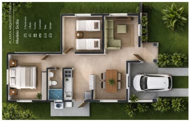 Planta arquitectónica amueblada del Nuevo Modelo Sicilia